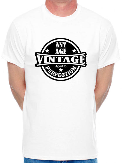 Personalised Men's T-Shirt Vintage Perfection Birthday Age Any Age Man's Tee