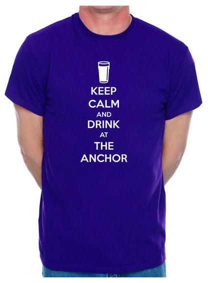 Personalised Mens T-Shirt Keep Calm Drink At The Anchor Or Any Pub You Chose