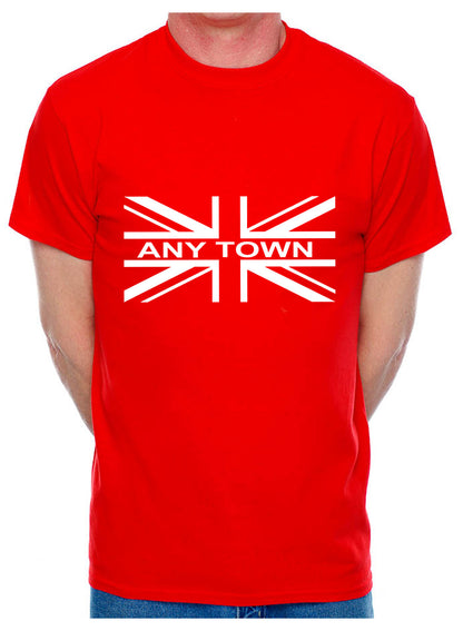 Personalised Mens T-Shirt Union Jack Any Town Name Sport Club Name
