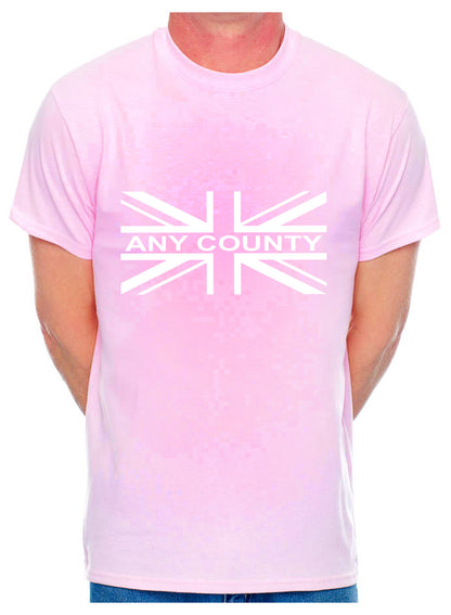 Personalised Mens T-Shirt Union Jack Any County Name Your Choice Of Name