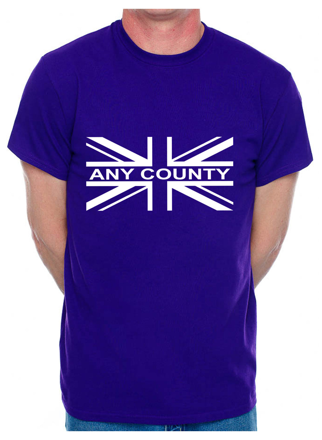 Personalised Mens T-Shirt Union Jack Any County Name Your Choice Of Name