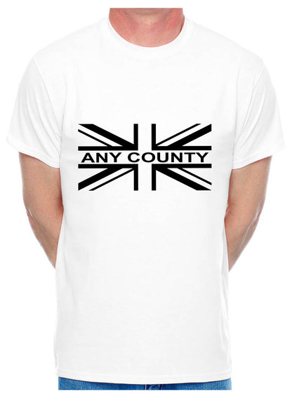 Personalised Mens T-Shirt Union Jack Any County Name Your Choice Of Name