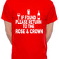 Personalised Mens T-Shirt If Found Return To Rose & Crown Pub You Choose Name