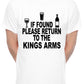 Personalised Mens T-Shirt If Found Return To Kings Arms Pub You Choose Name