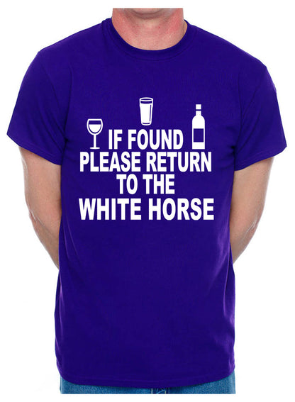 Custom Mens T-Shirt If Found Return To White Horse Pub Choose Your Pub Name