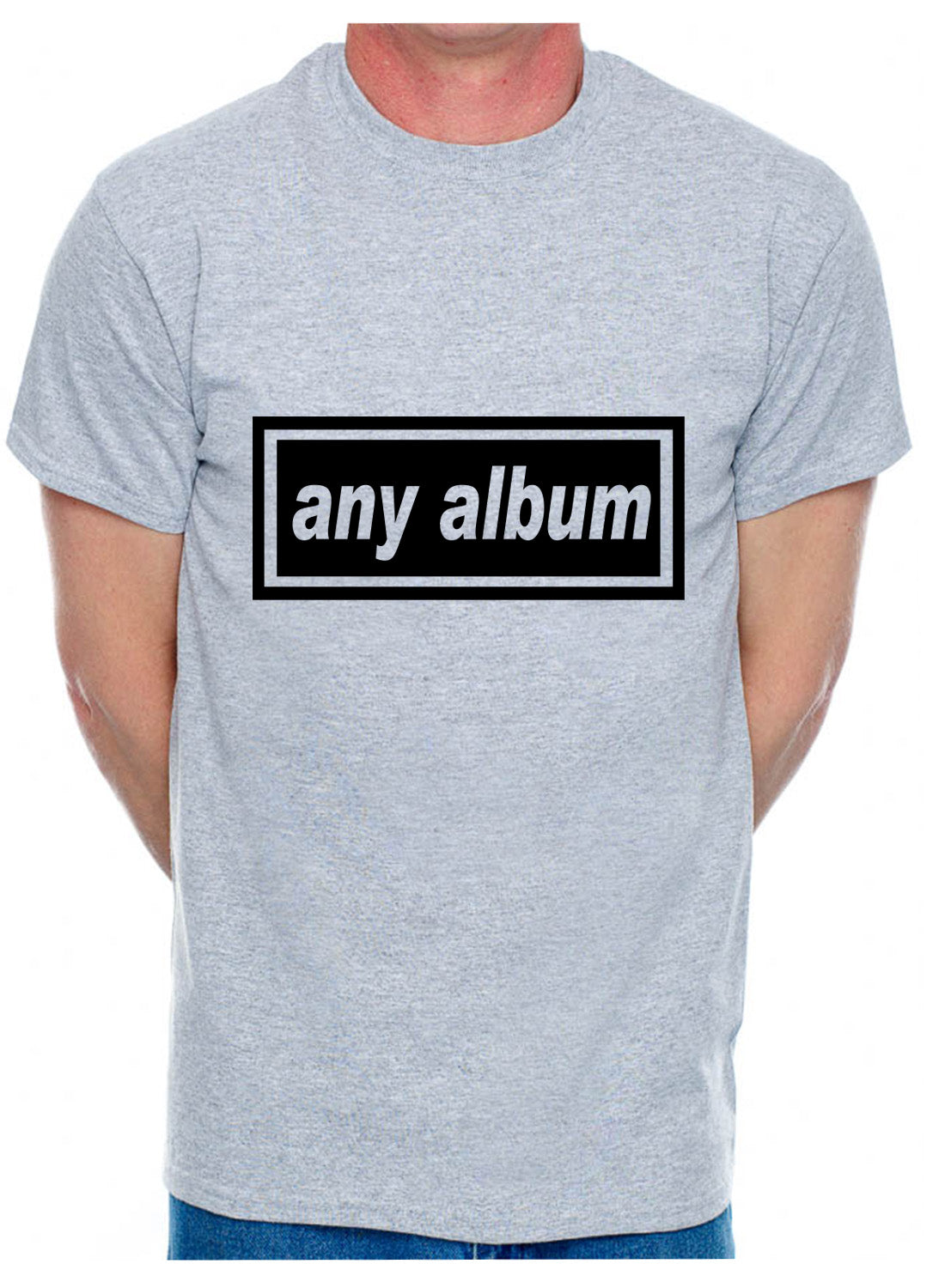 Customised Mens T-Shirt Any Album Title Or Change For Your Name Or Any Word