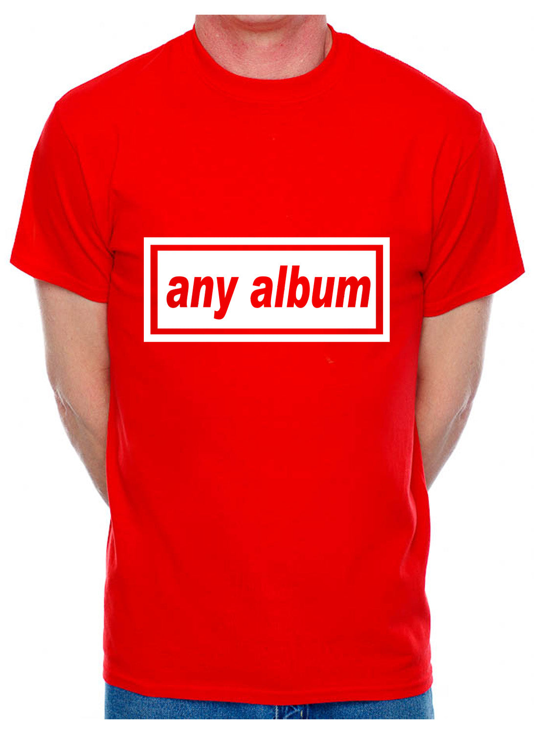 Customised Mens T-Shirt Any Album Title Or Change For Your Name Or Any Word