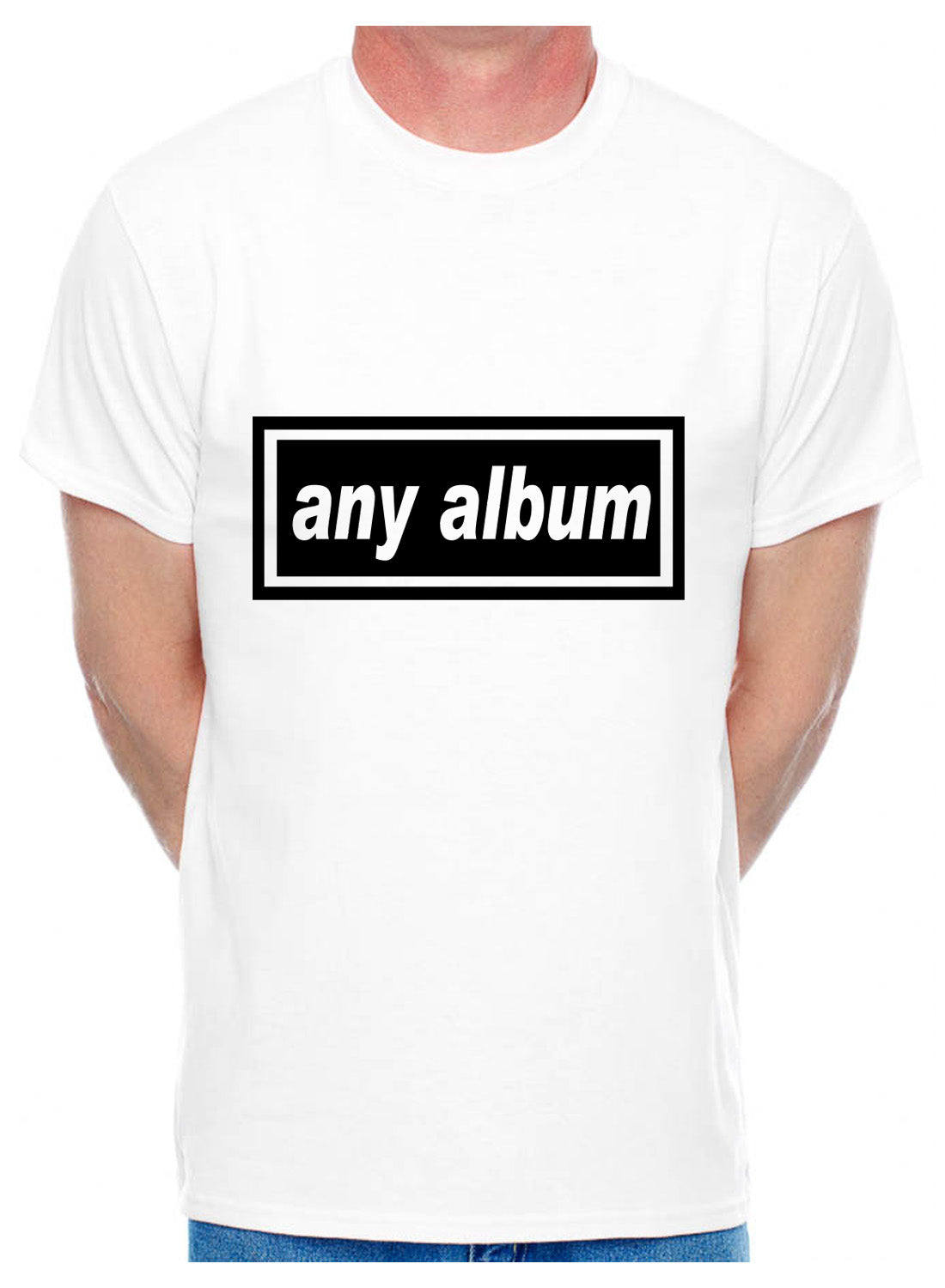 Customised Mens T-Shirt Any Album Title Or Change For Your Name Or Any Word