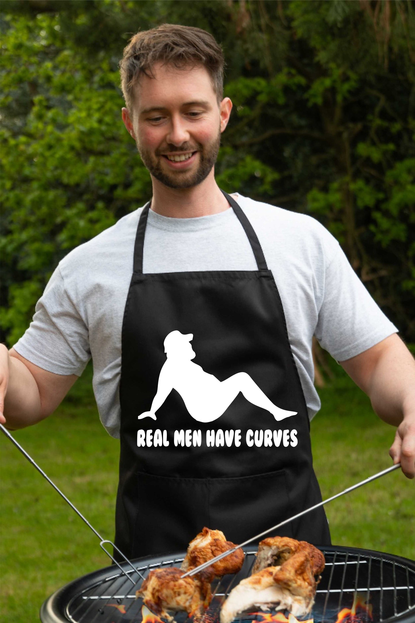 Real Men Have Curves Funny Slogan Unisex BBQ Cooking Apron