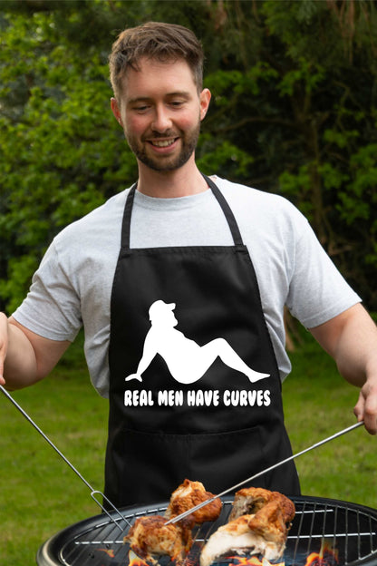 Real Men Have Curves Funny Slogan Unisex BBQ Cooking Apron