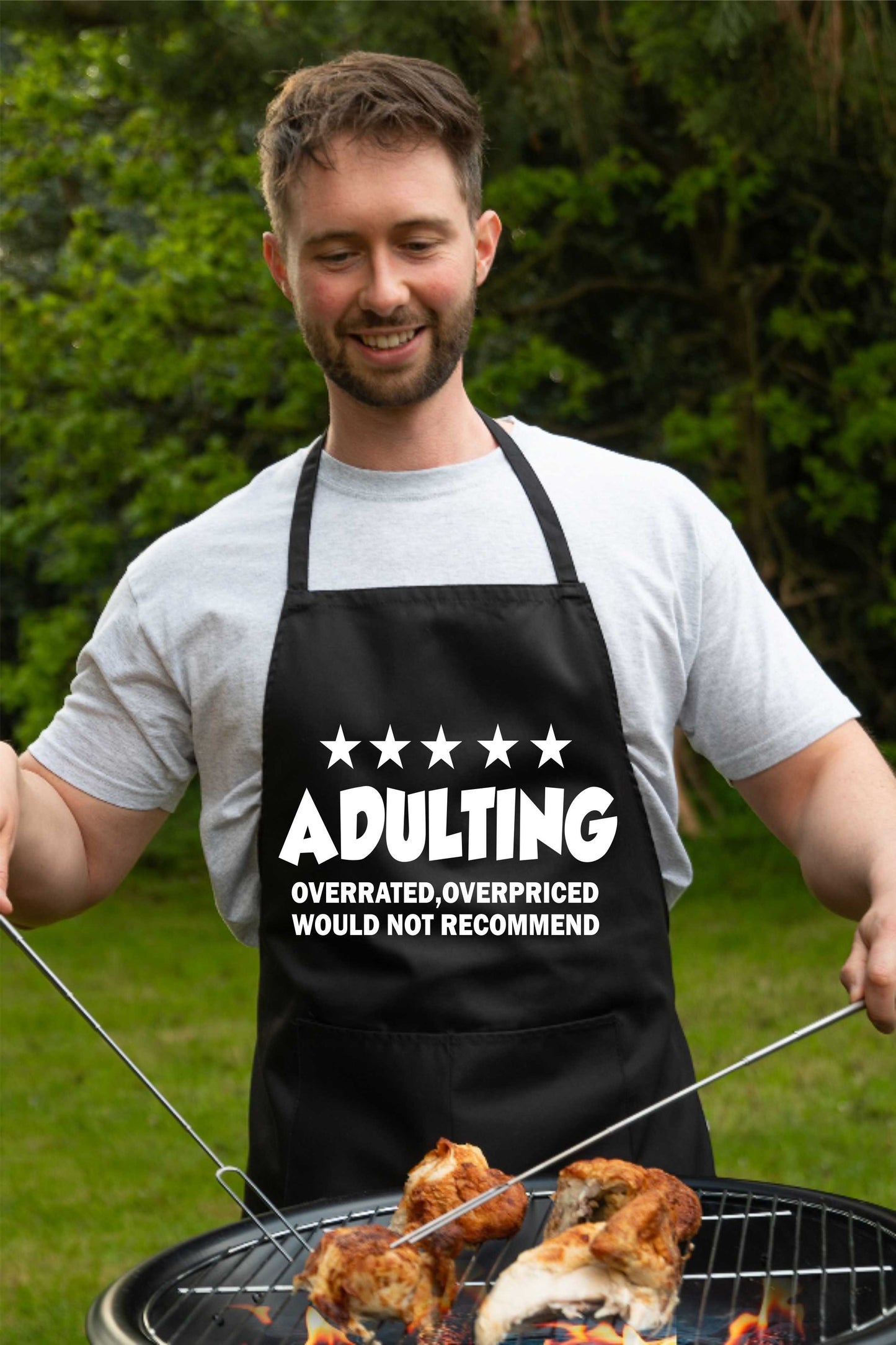 Adulting Ovepriced & Over Rated Funny BBQ Apron Baking Crafting Cooking Apron
