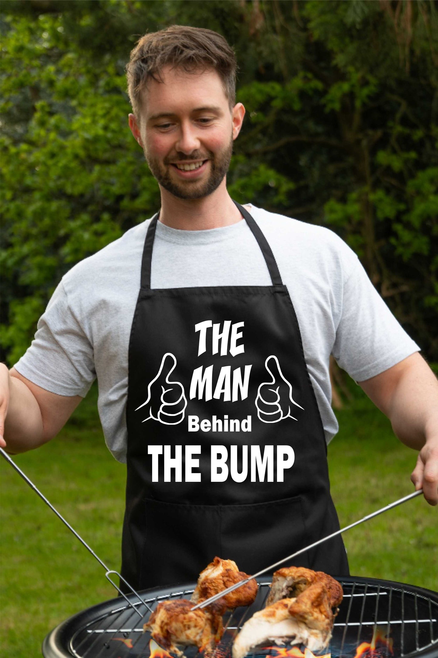 The Man Behind The Bump New Dad BBQ Apron Baking Crafting Cooking Apron