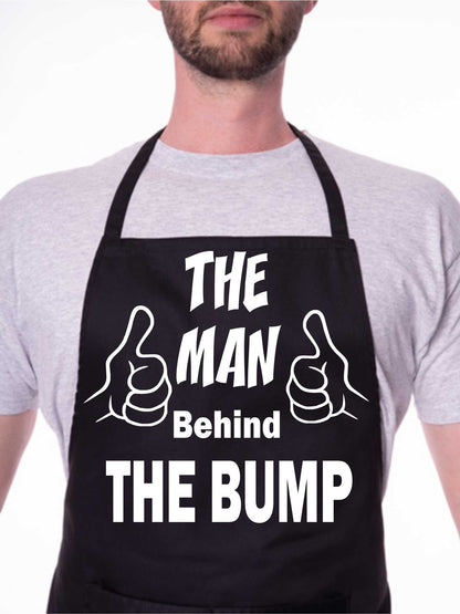 The Man Behind The Bump New Dad BBQ Apron Baking Crafting Cooking Apron