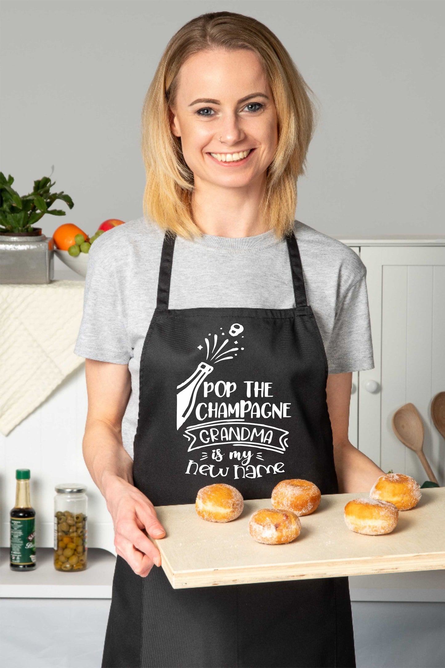 Pop The Champagne I'm A Grandma Nan Funny Apron Baking Cooking Apron