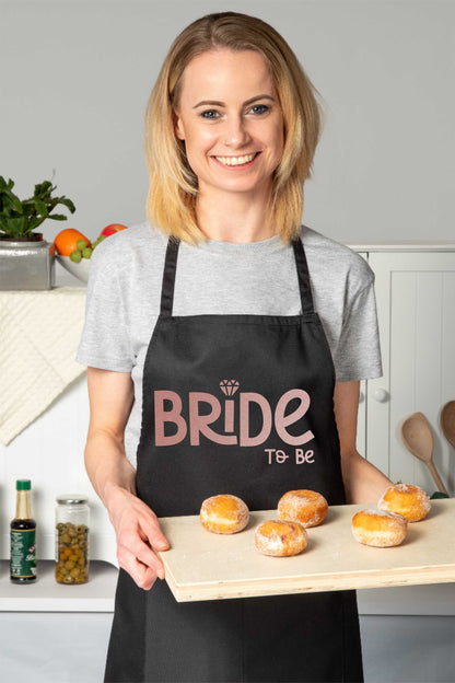 Bride To Be Hen Party Wedding Gift Funny Apron In Rose Gold Design Cooking Apron