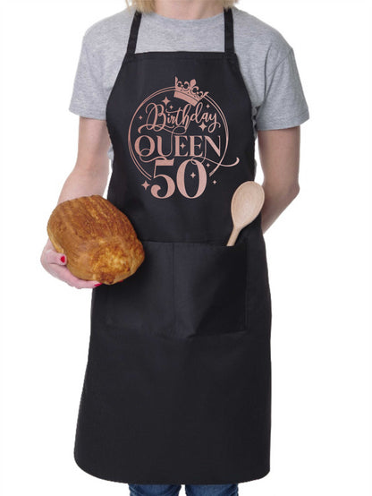 Birthday Queen 50 Ladies Apron 50th Birthday Gift Funny Apron In Rose Gold Design Cooking Apron