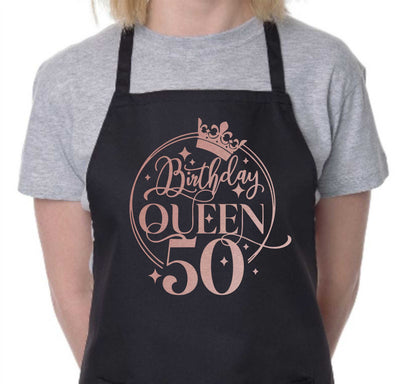 Birthday Queen 50 Ladies Apron 50th Birthday Gift Funny Apron In Rose Gold Design Cooking Apron