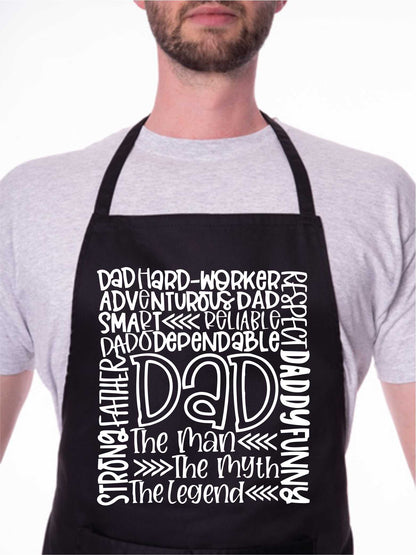 Dad The Man The Myth Apron Funny Father's Day Birthday Gift Cooking Baking BBQ