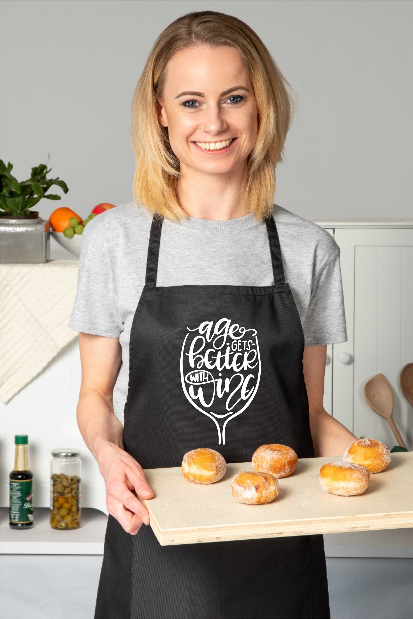 Age Gets Better With Wine Apron Funny Birthday Gift Cooking Baking BBQ