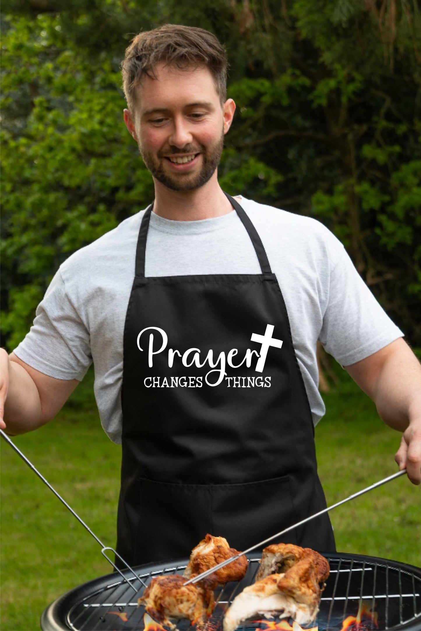 Prayer Changes Things Apron Religious Church Fete Worship BBQ