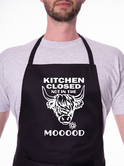 Kitchen Closed Not In The Mood Apron Funny Birthday Gift Cooking Baking BBQ