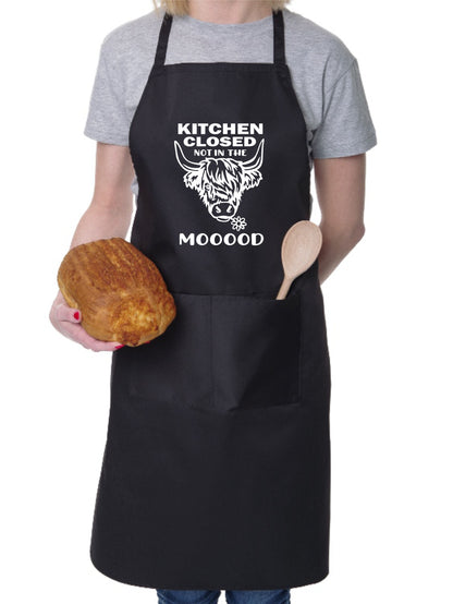 Kitchen Closed Not In The Mood Apron Funny Birthday Gift Cooking Baking BBQ