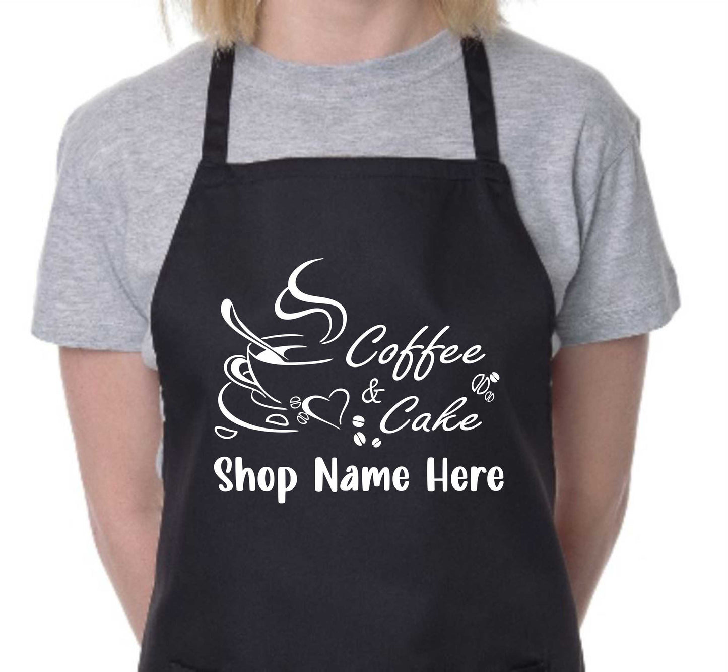 Personalised Apron Coffee & Cake Cafe Your Shop Restaurant Name Here Work Gift