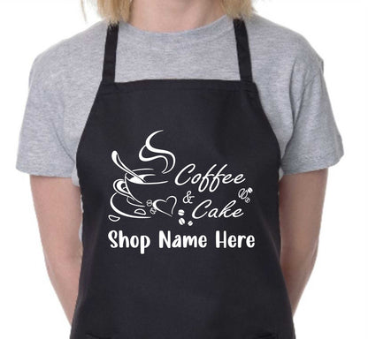 Personalised Apron Coffee & Cake Cafe Your Shop Restaurant Name Here Work Gift