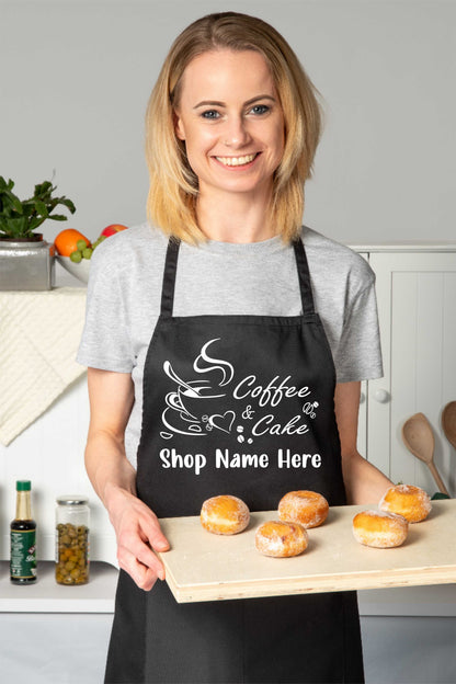 Personalised Apron Coffee & Cake Cafe Your Shop Restaurant Name Here Work Gift