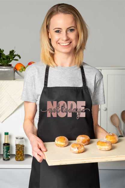 Nope Not Today Apron Funny Mental Health Birthday Gift Cooking Baking BBQ