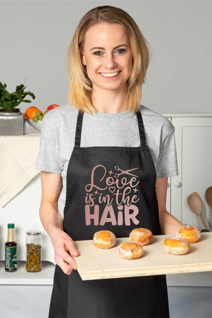 Love Is In The Hair Work Apron Hairdresser Barber Shop Funny Hair Salon