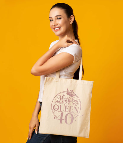 Birthday Queen 40 In Rose Gold Print 40th Birthday Gift Resuable Shopping Bag