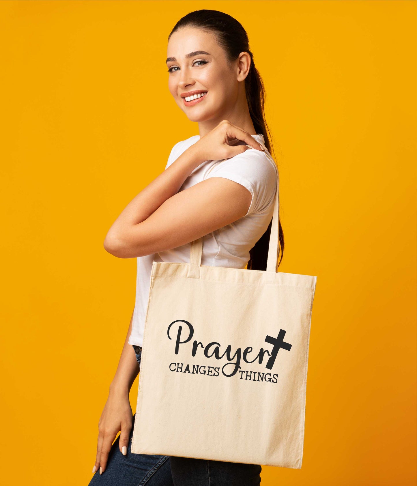 Prayer Changes Things Religious Church Fete Worship Tote Bag Shopping Bag