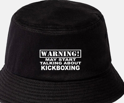 Warning May Talk About Kickboxing Bucket Hat Martial Arts Gift for Men & Ladies