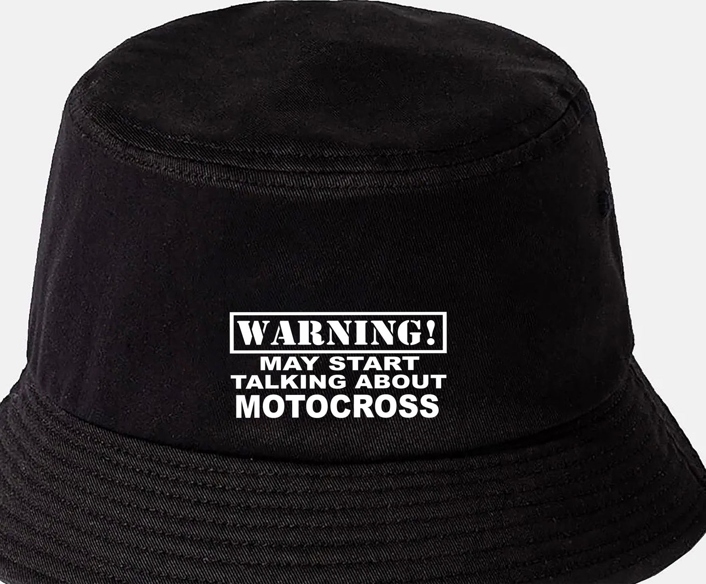 Warning May Talk About Motocross Bucket Hat Gift for Men & Ladies