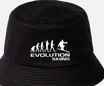 Evolution Of Skiing Bucket Hat Winter Sports Birthday Gift For Men & Ladies