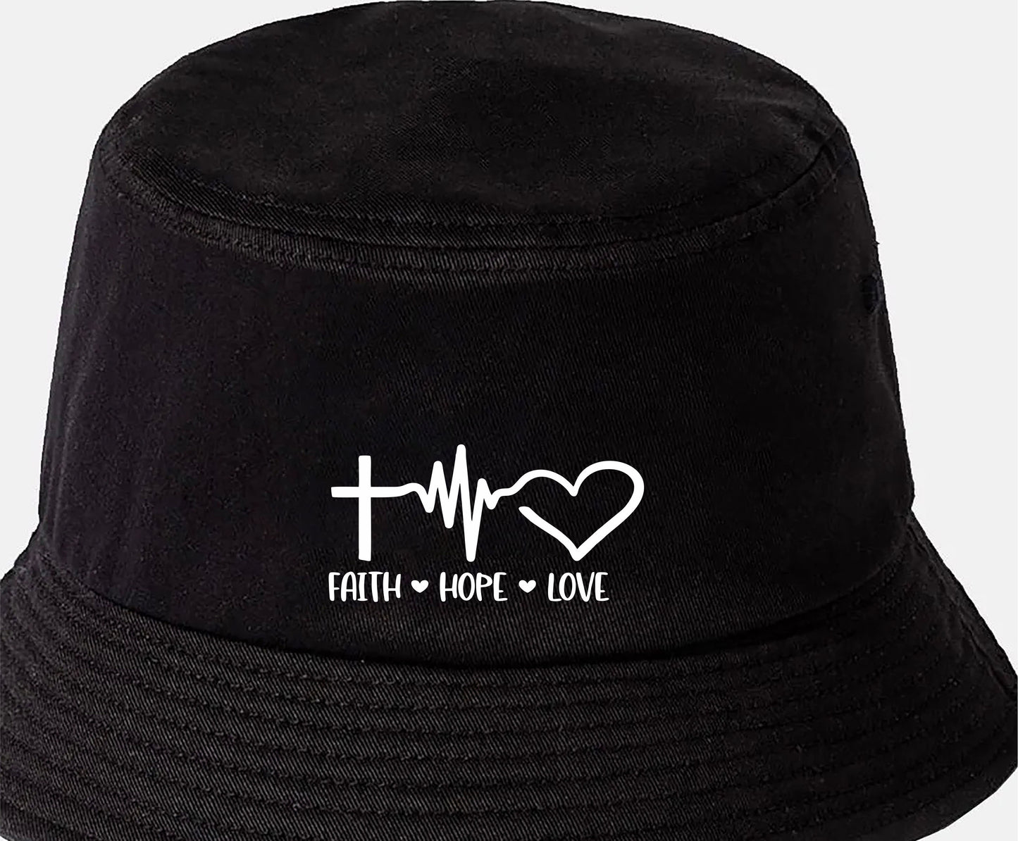 Faith Love Hope Bucket Hat Christian Religion Gift for Men & Ladies