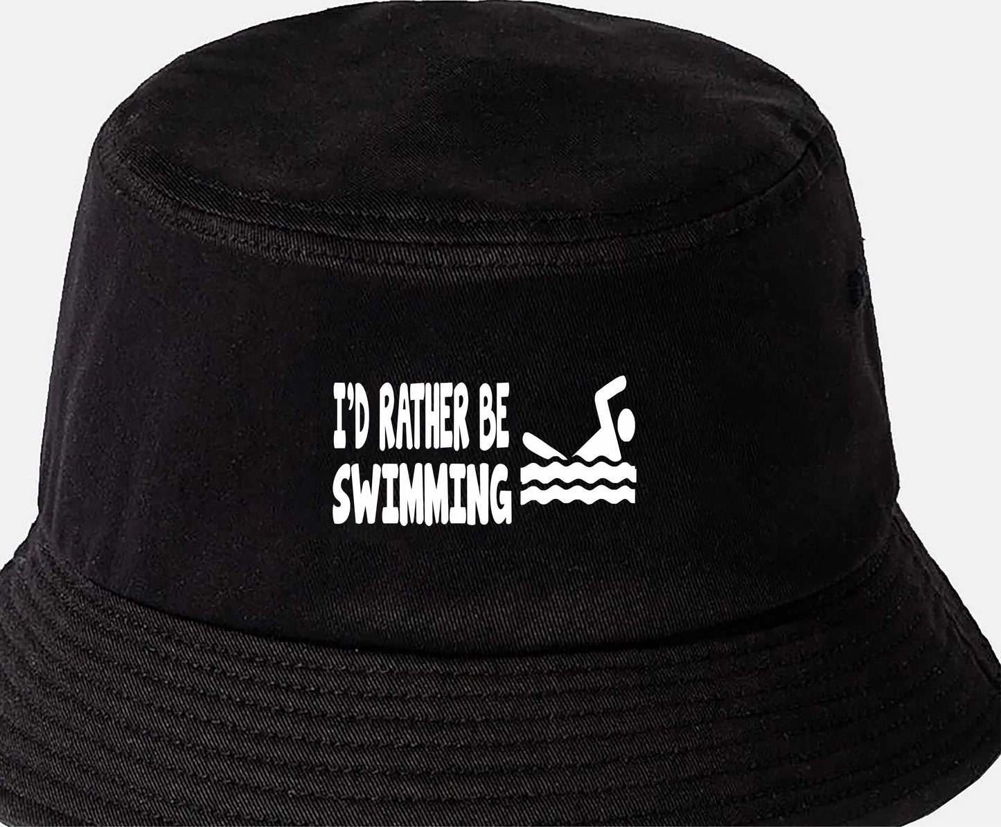 I'd Rather Be Swimming Bucket Hat Water Sports Birthday Gift For Men & Ladies