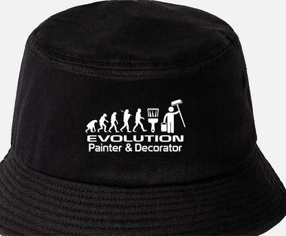 Evolution Of Painter & Decorator Bucket Hat Work Related Gift For Men & Ladies