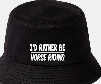 I'd Rather Be Horse Riding Bucket Hat Gift for Horse Lovers Men & Ladies