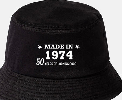 Totally Awesome Made In 1974 Bucket Hat 50th Birthday Age 50 Men & Ladies