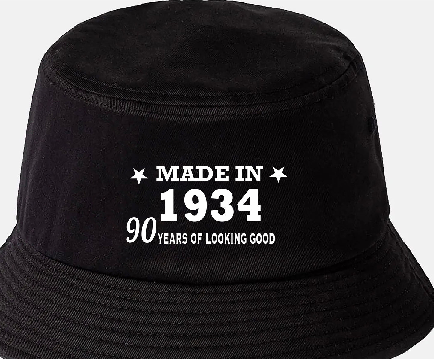 Totally Awesome Made In 1934 Bucket Hat 90th Birthday Age 90 Men & Ladies