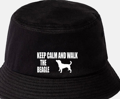Keep Calm & Walk The Beagle Bucket Hat Dog Lovers Gift for Men & Ladies