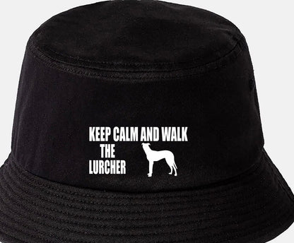 Keep Calm & Walk The Lurcher Bucket Hat Dog Lovers Gift for Men & Ladies