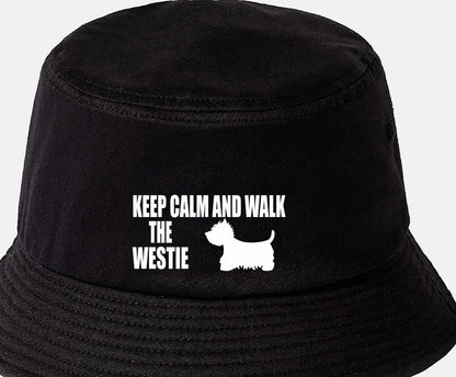Keep Calm & Walk The Westie Bucket Hat Dog Lovers Gift for Men & Ladies