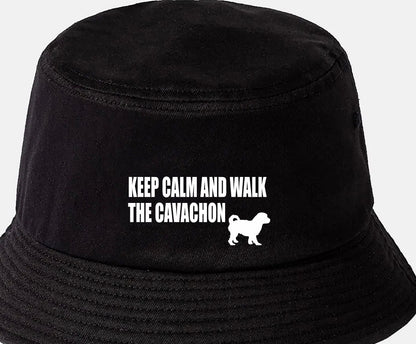 Keep Calm & Walk The Cavachon Bucket Hat Dog Lovers Gift for Men & Ladies