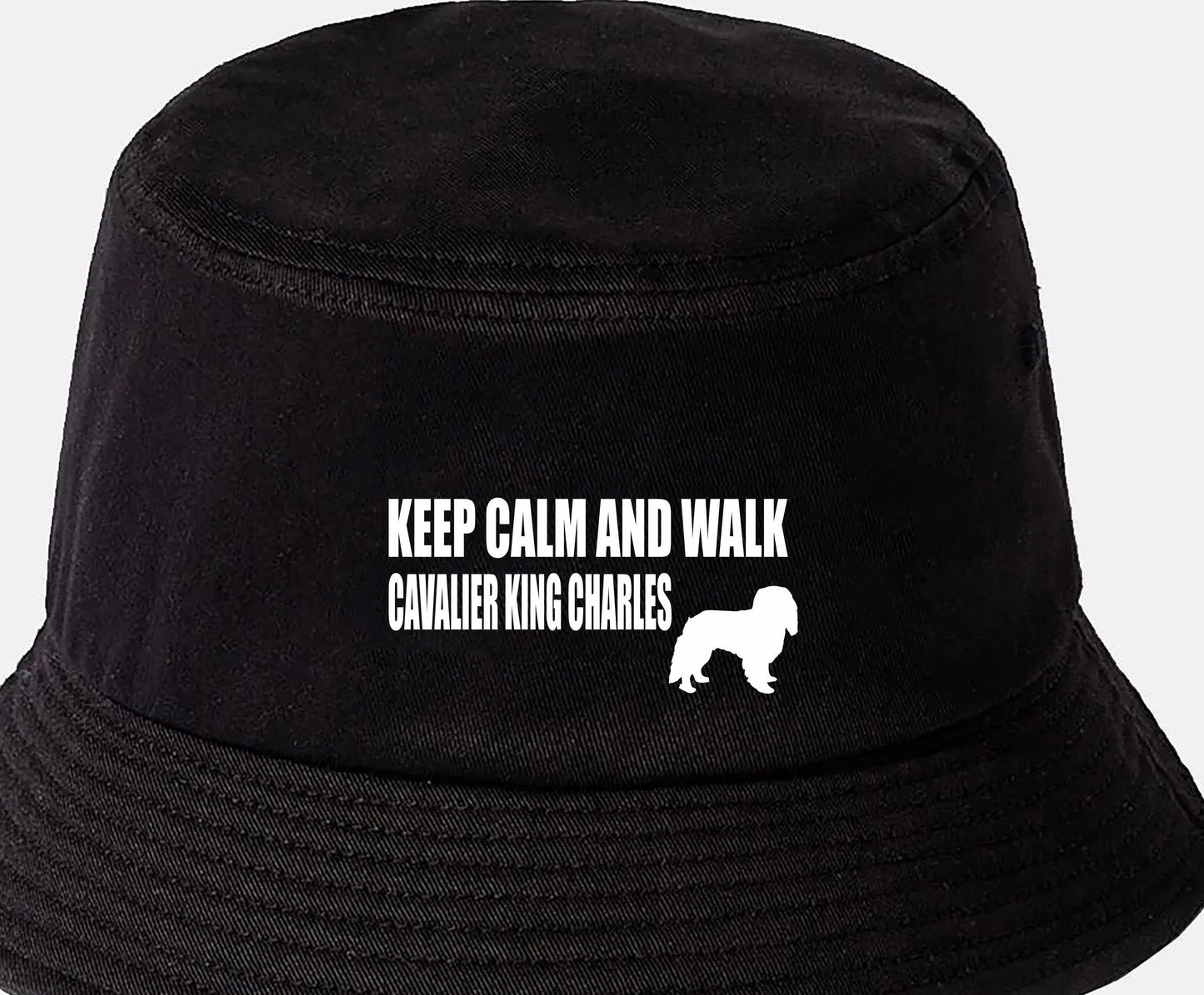 Keep Calm & Walk Cavalier King Charles Bucket Hat Dog Lovers Gift Unisex