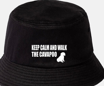 Keep Calm & Walk The Cavapoo Bucket Hat Dog Lovers Gift for Men & Ladies