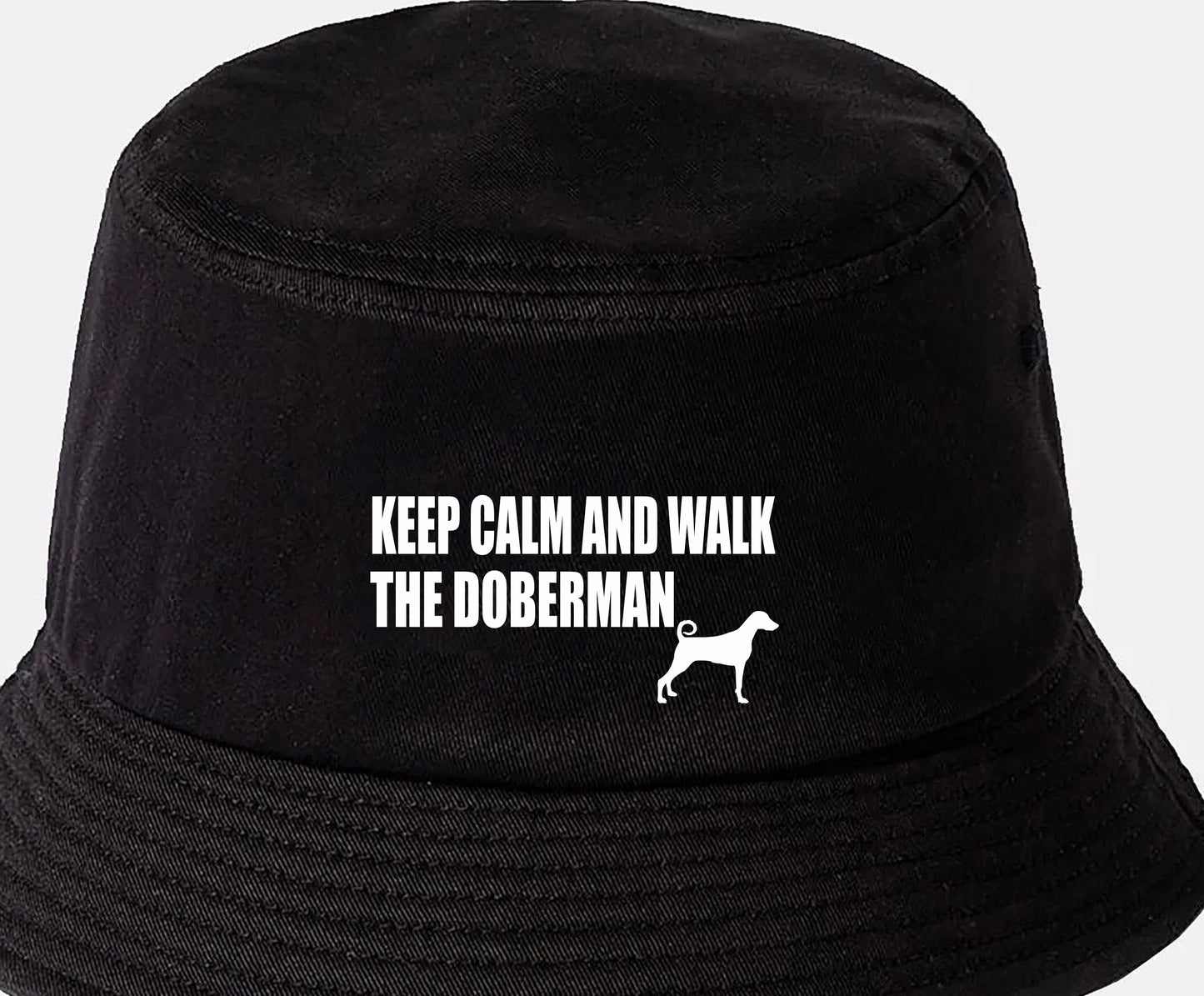 Keep Calm & Walk The Doberman Bucket Hat Dog Lovers Gift for Men & Ladies