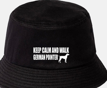 Keep Calm & Walk The German Pointer Bucket Hat Dog Lovers Gift for Men & Ladies